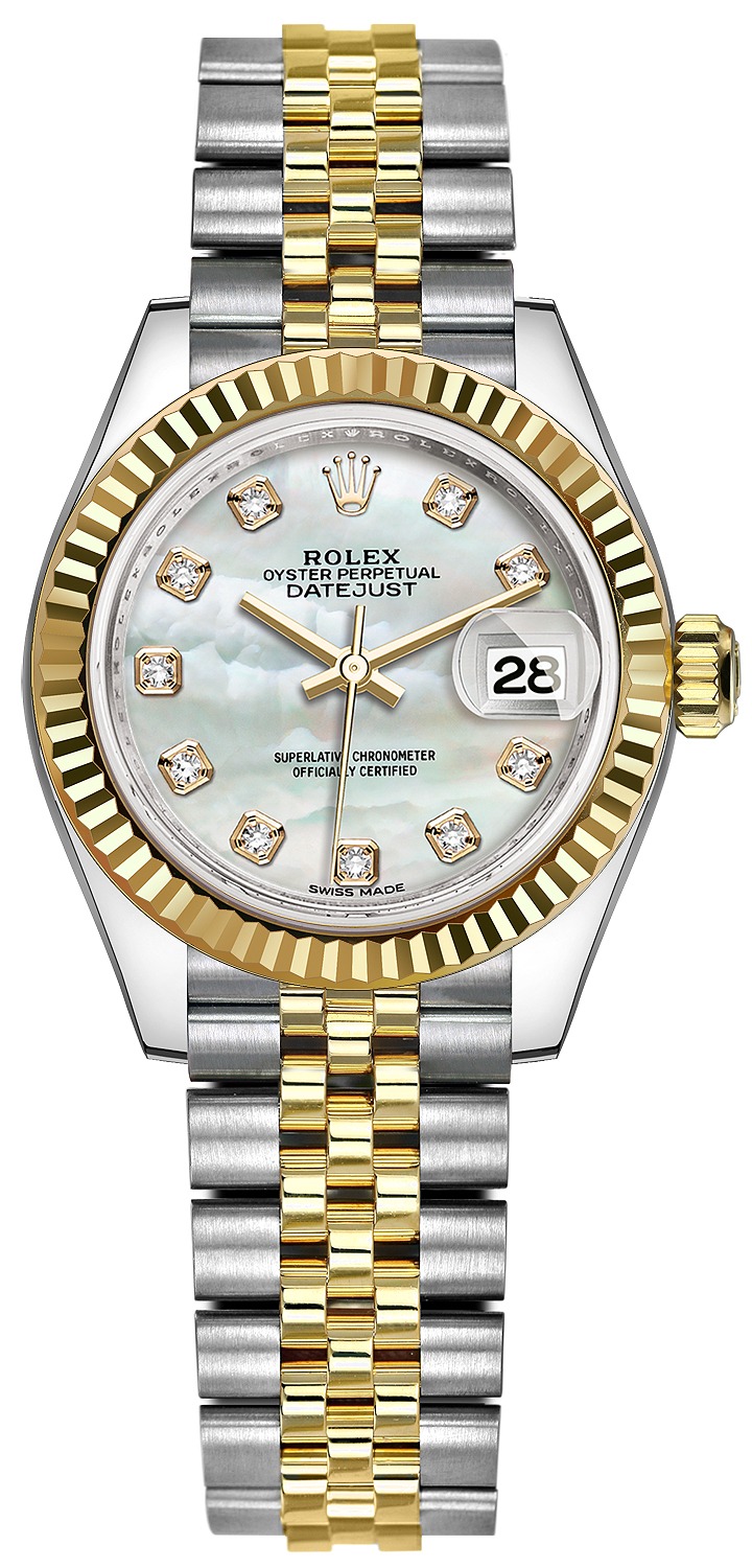 Lady Datejust 28mm Stainless Steel and Yellow Gold 279173 MOP Diamond Jubilee