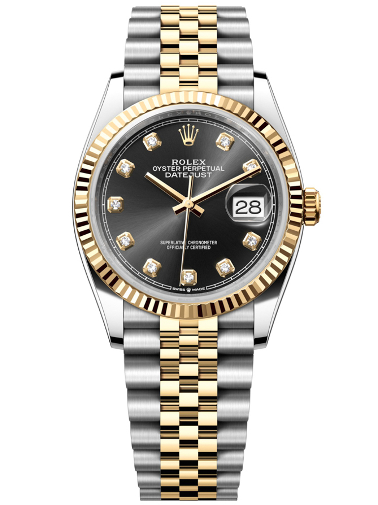 Rolex Datejust 36mm Stainless Steel and Yellow Gold 126233 Black Diamond Jubilee