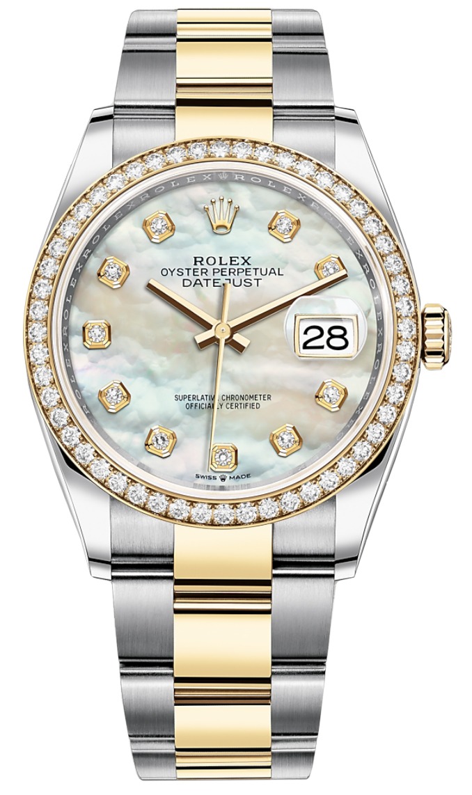 Datejust 36mm Stainless Steel and Yellow Gold 126283RBR MOP Diamond Oyster