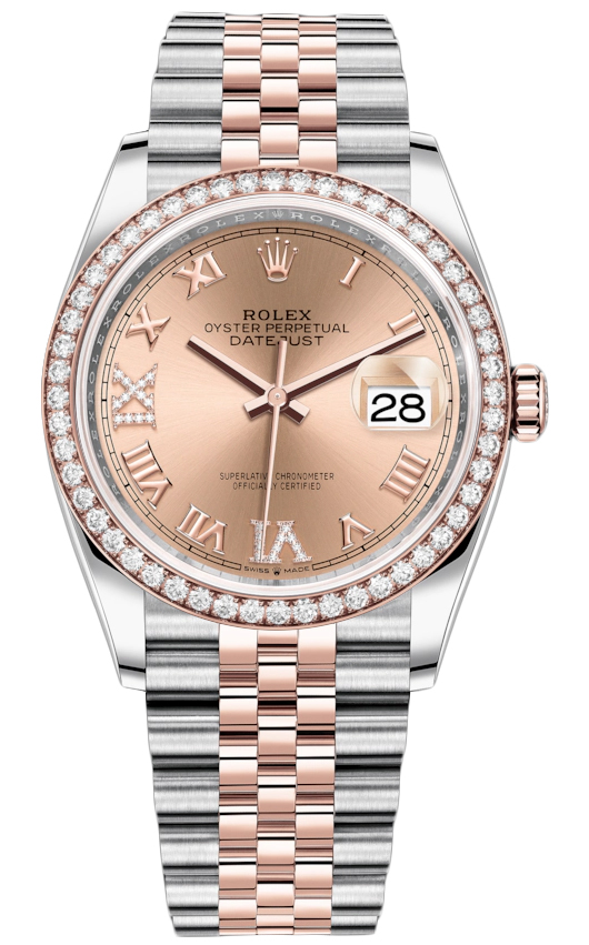 Datejust 36mm Stainless Steel and Rose Gold 126281RBR Rose VI IX Roman Jubilee