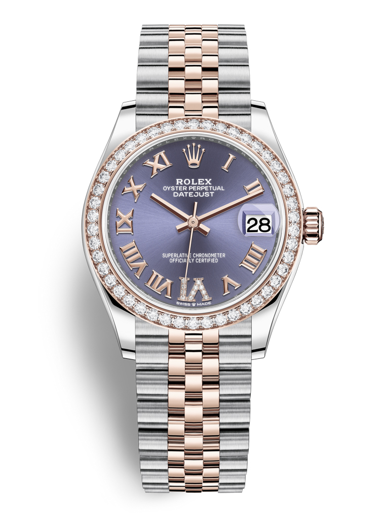 Rolex Datejust 31mm Stainless Steel and Rose Gold 278381RBR Aubergine VI Roman Jubilee