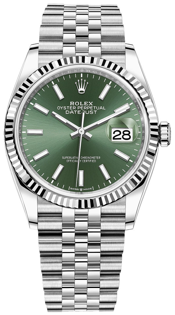 Datejust 36mm Stainless Steel 126234 Mint Green Index Jubilee
