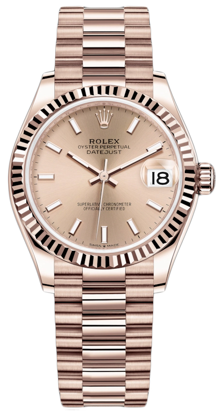 Datejust 31mm Everose Gold 278275 Gold Index President