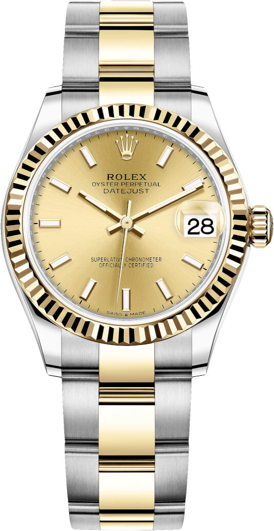 Datejust 31mm Stainless Steel and Yellow Gold 278273 Champagne Index Oyster