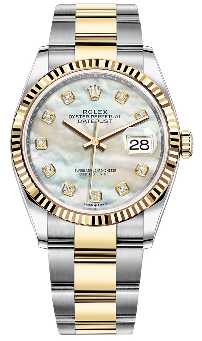 Datejust 36mm Stainless Steel and Yellow Gold 126233 MOP Diamond Oyster