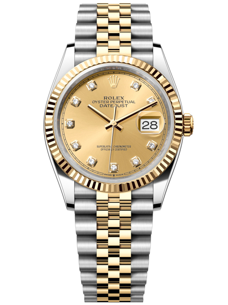 Rolex Datejust 36mm Stainless Steel and Yellow Gold 126233 Champagne Diamond Jubilee