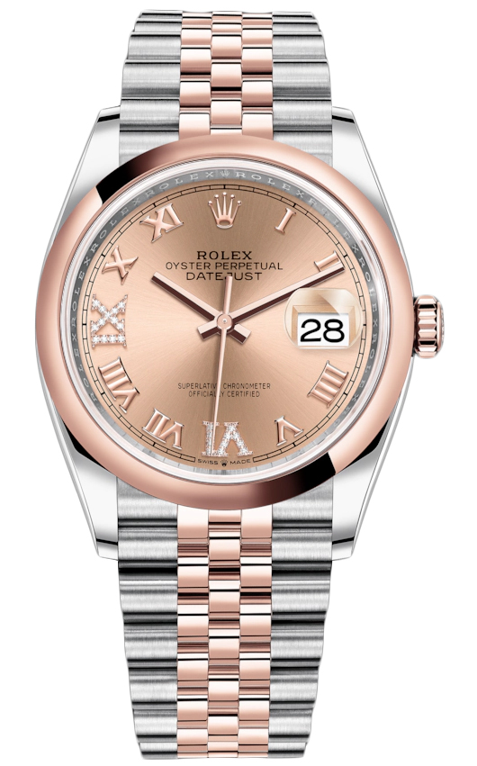 Datejust 36mm Stainless Steel and Rose Gold 126201 Rose VI IX Roman Jubilee