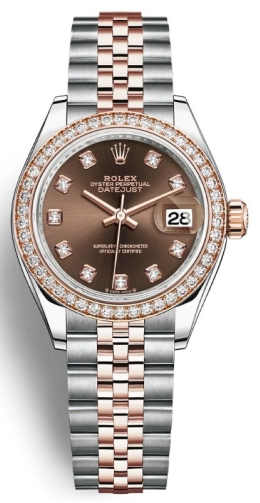 Lady Datejust 28mm Stainless Steel and Everose Gold 279381RBR Chocolate Diamond Jubilee