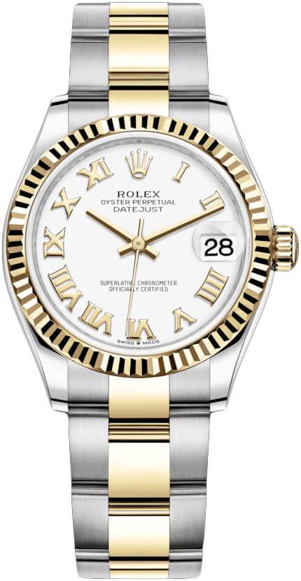 Datejust 31mm Stainless Steel and Yellow Gold 278273 White Roman Oyster