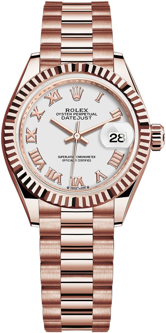 Lady Datejust 28mm Everose Gold 279175 White Roman President