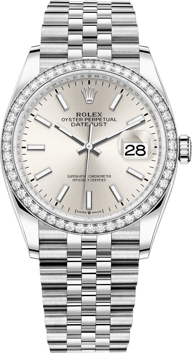 Datejust 36mm Stainless Steel 126284RBR Silver Index Jubilee